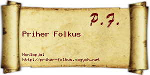 Priher Folkus névjegykártya
